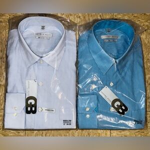 NWT (2) Geoffrey Beene Wrinkle-free Men’s Dress Shirts size 17 in Mist & Stream